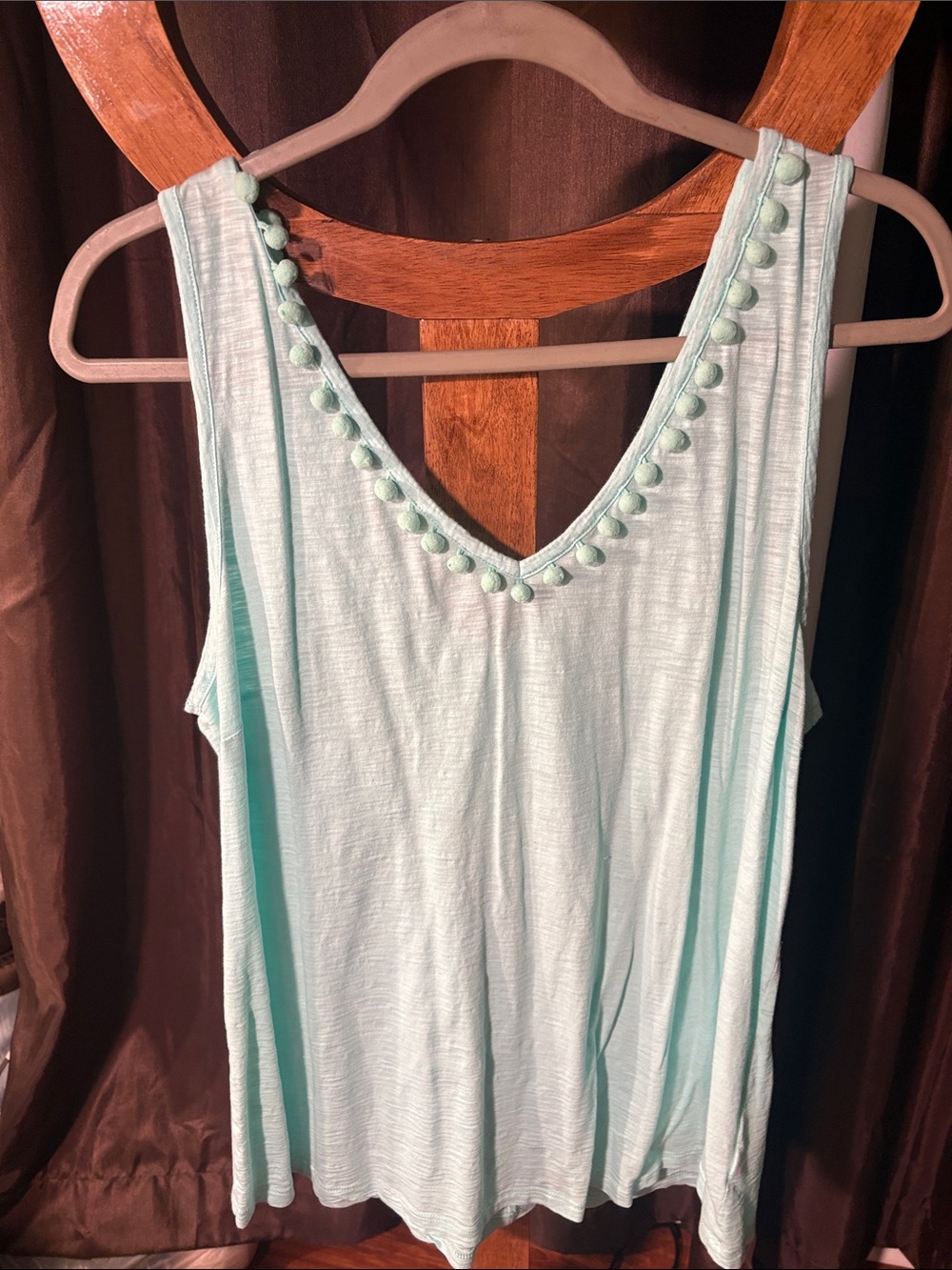 Lilly Pulitzer Seafoam Pom-Pom Trim Tank XL lightweight